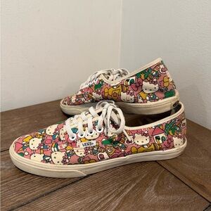 Vans Hello Kitty Lace Up Canvas Shoes Skater Womens Size 6 Pink Adorable Cute